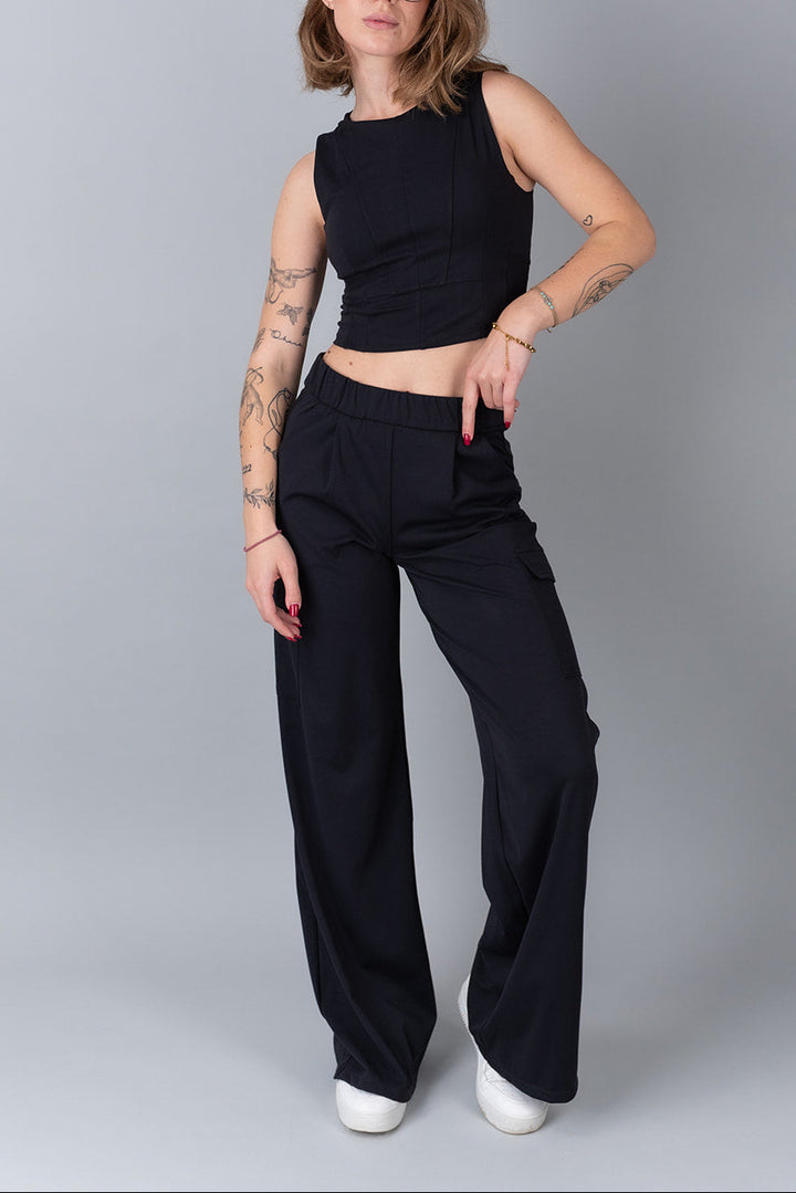 black office cargo pants front