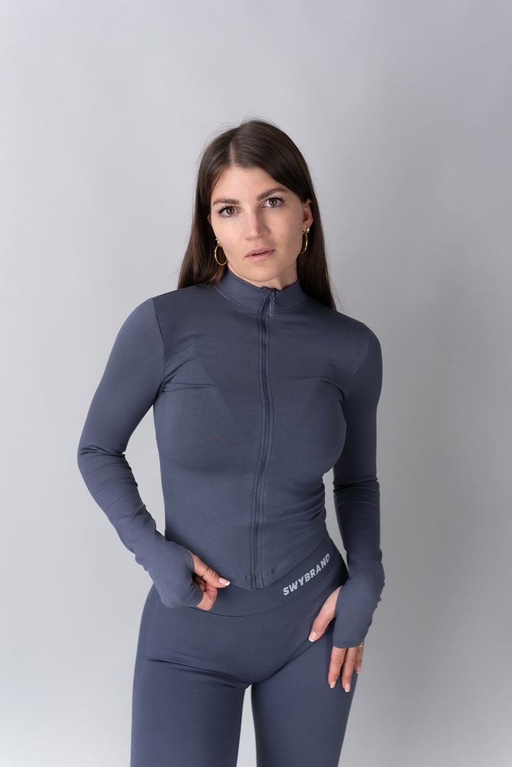 Swy Brand Statement Long Slevee v navy barvi, pogled od spredaj