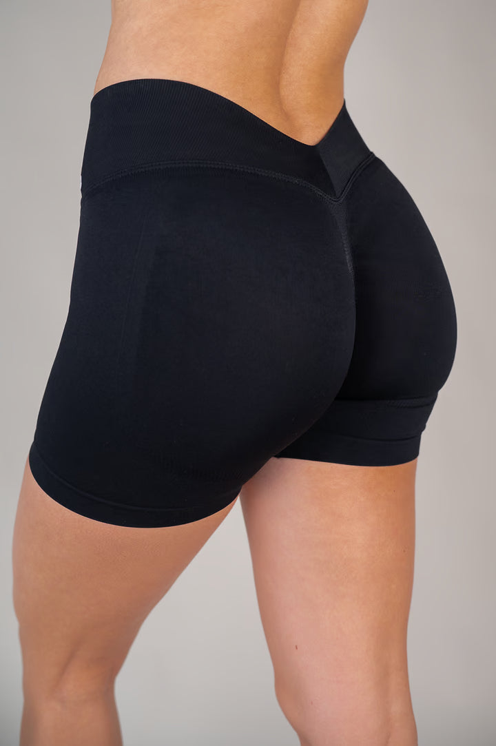 Black Bum Shorts, close back view