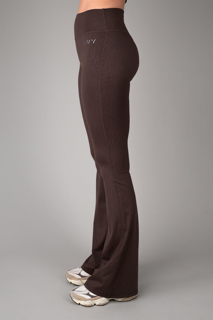 Brown Leopard Flared Leggings side view