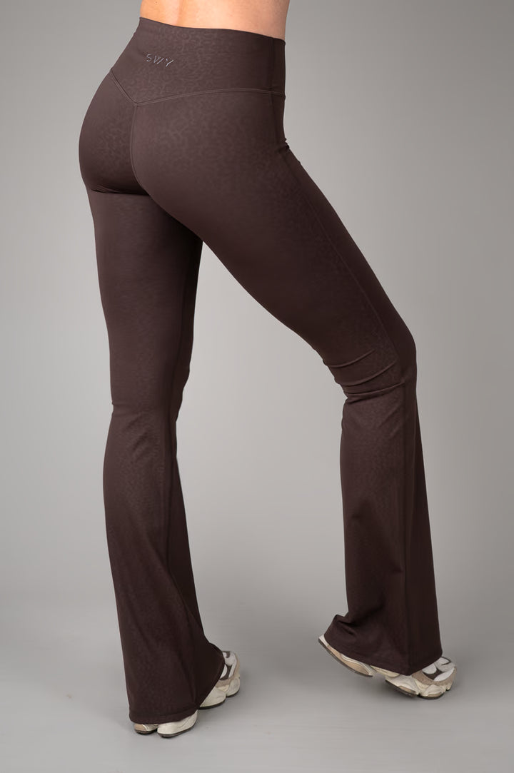 Brown Leopard Flared Leggings back side view