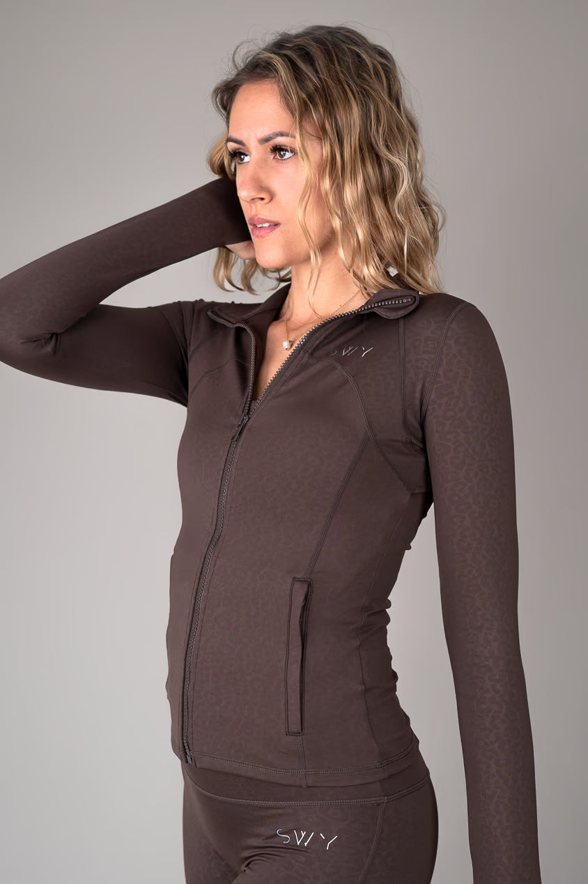 Brown Leopard Shirt with zip side view