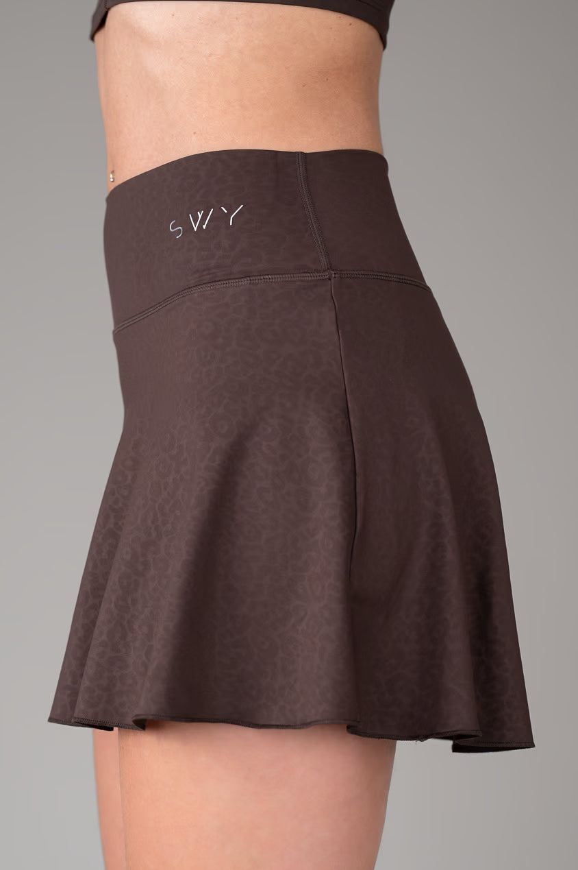 Brown Leopard Skirt side view