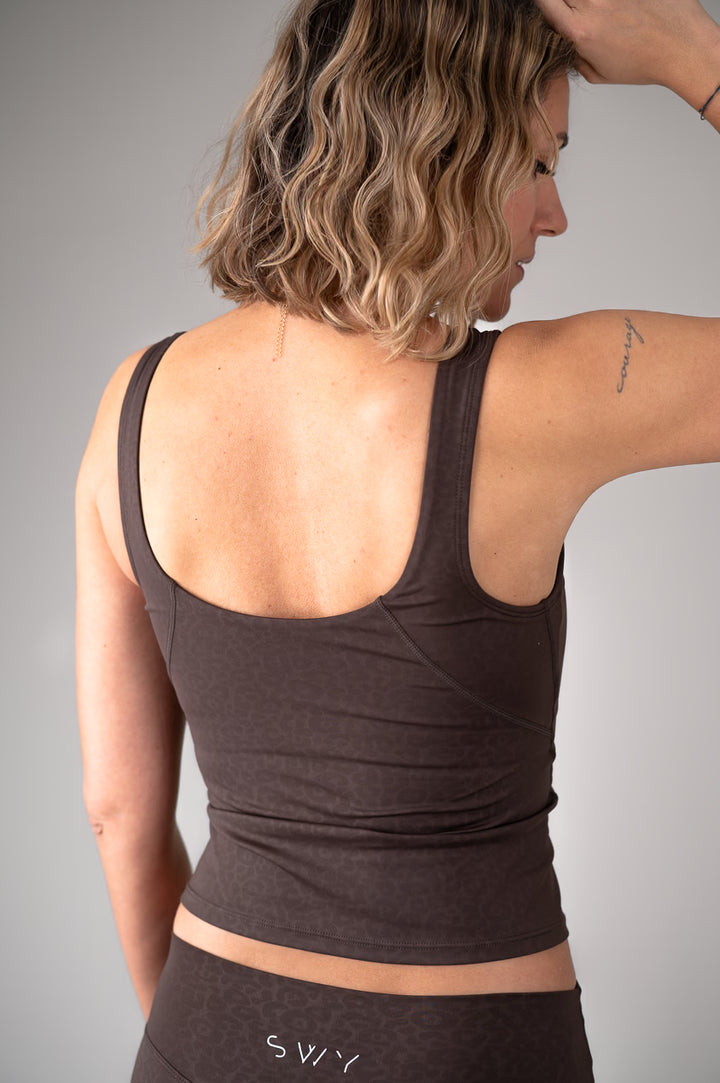 Brown Leopard Tank Top back view