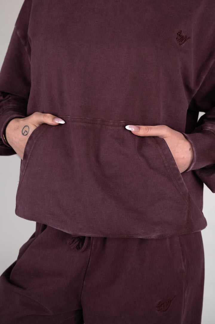 Washed Velvet Hoodie pocket detail