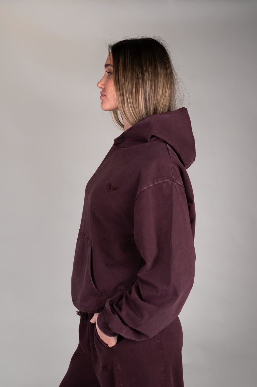 Washed Velvet Hoodie side view
