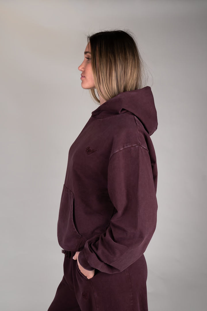 Washed Velvet Hoodie side view